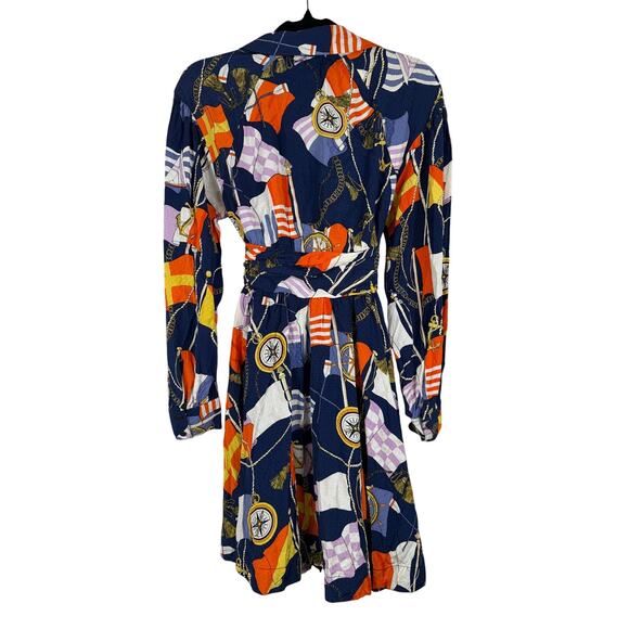 Anthropologie Maeve Blue Button Down Nautical Long Sleeve Summer Shirt Dress- XS - Picture 6 of 7